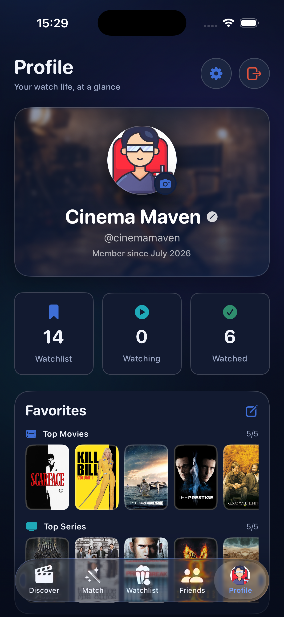Niblet Profile screen